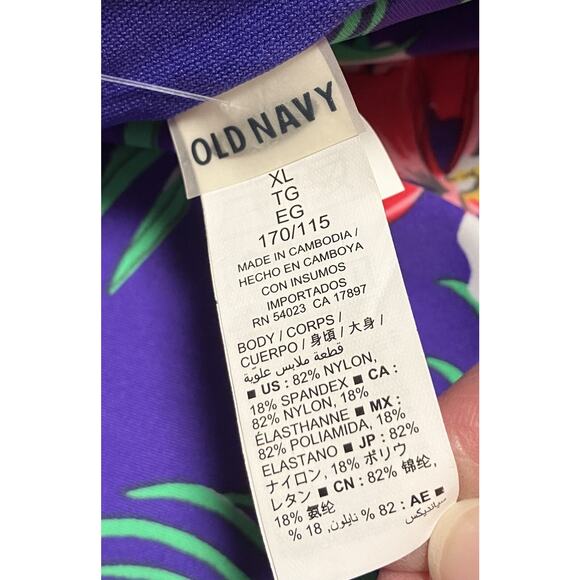 Womens Old Navy Swim Top Tropical Padded Tankini Halter Removable Straps XL NWT - Picture 7 of 11